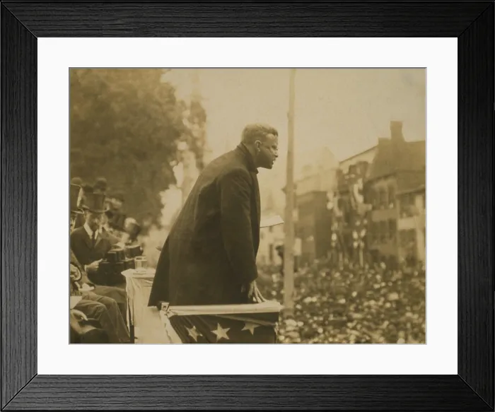 Framed Print : President Theodore Roosevelt (1858-1919), speaking to an outdoors audience in 1906