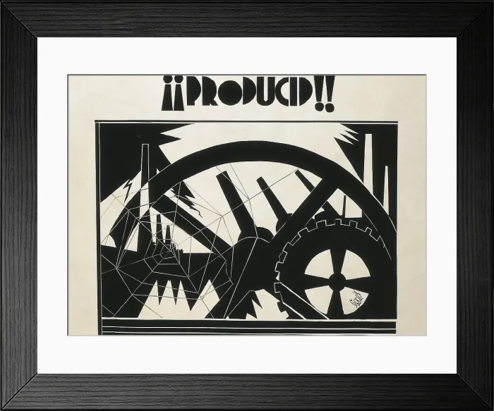 Framed Print : Spanish Civil War (1936-1939). 'Producid!!' (Produce!!). Ink poster edited by the Republican government. SPAIN. Salamanca. Archivo Historico Nacional. - P