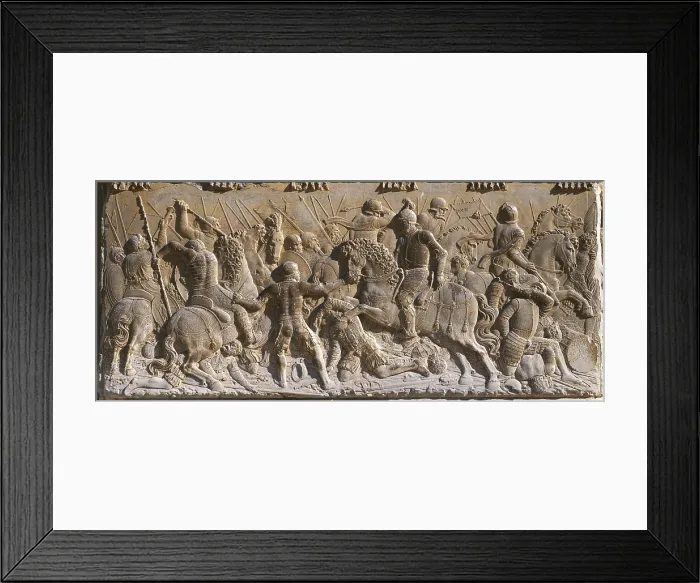 Framed Print : DA CORTE, Niccolo (1494-1550s). Battle of Pavia. 1547. SPAIN. Granada. Alhambra. Palace of Charles V. Southern facade pedestal. Renaissance art. Relief on rock. - J Framed Print : DA CORTE, Niccolo (1494-1550s). Battle of Pavia. 1547. SPAIN. Granada. Alhambra. Palace of Charles V. Southern facade pedestal. Renaissance art. Relief on rock. - J