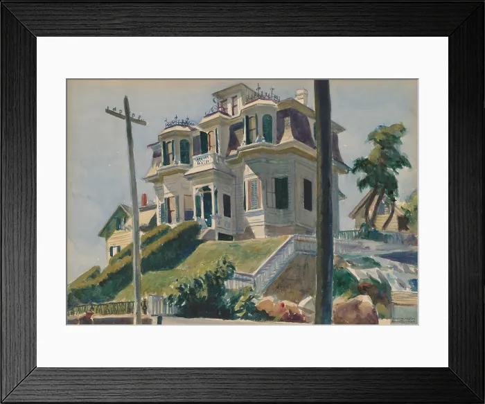 Framed Print : Haskell's House, by Edward Hopper, 1924, American painting, watercolor over graphite drawing