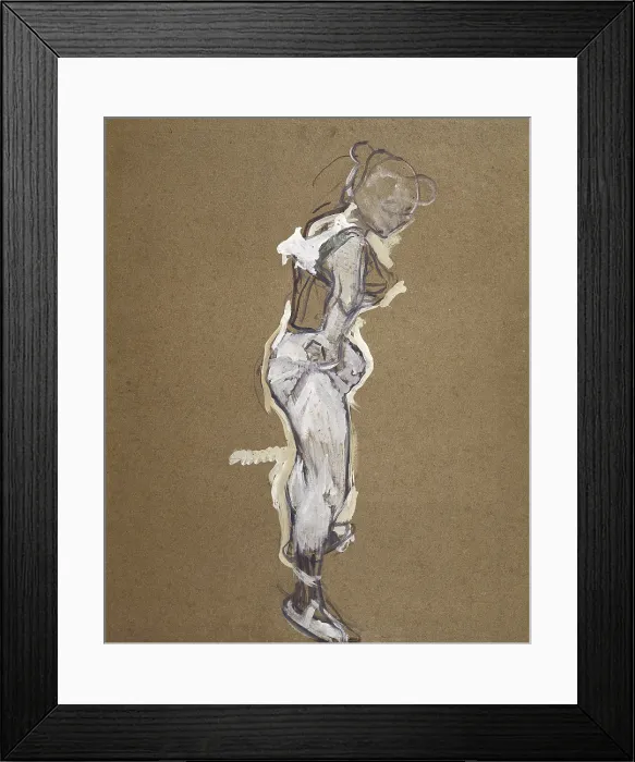 Framed Print : TOULOUSE-LAUTREC, Henri de (1864-1901). Trapeze artist getting dressed. 1890. Post-Impressionism. Drawing. FRANCE. Albi. Toulouse-Lautrec Museum