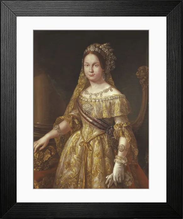 Framed Print : Isabella II (1830-1904). Queen of Spain (1833-1868). Portait of a young girl, copy by Madrazo. Oil on canvas. SPAIN. Valencia. San Pio V Fine Arts Museum. - J Framed Print : Isabella II (1830-1904). Queen of Spain (1833-1868). Portait of a young girl, copy by Madrazo. Oil on canvas. SPAIN. Valencia. San Pio V Fine Arts Museum. - J