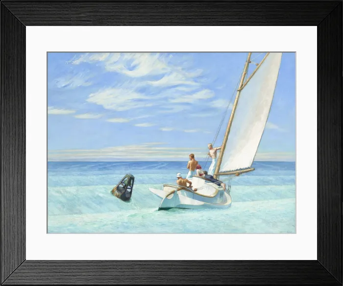 Framed Print : Ground Swell, by Edward Hopper, 1939, American painting, oil on canvas. It was painted in clear blues and greens near Hopper's summer studio at South Truro, Massachusetts