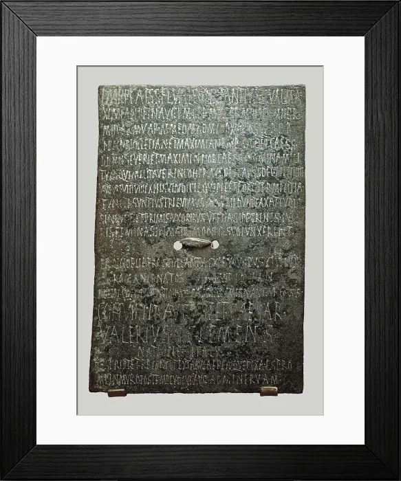 Framed Print : Roman military diploma, from the emperor Gallerius Maximianus to Valerius Clemens. ITALY. Florence. National Museum of Archaeology Framed Print : Roman military diploma, from the emperor Gallerius Maximianus to Valerius Clemens. ITALY. Florence. National Museum of Archaeology