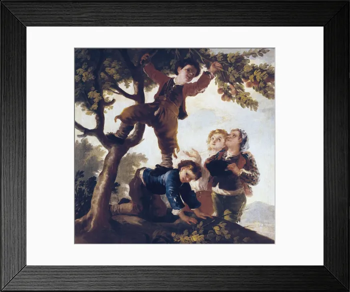 Framed Print : GOYA Y LUCIENTES, Francisco de (1746-1828). Boys Picking Fruit. 1778. Delivered for the execution of a tapestry for the Dinning Room of El Pardo. Costumbrism. Oil on canvas