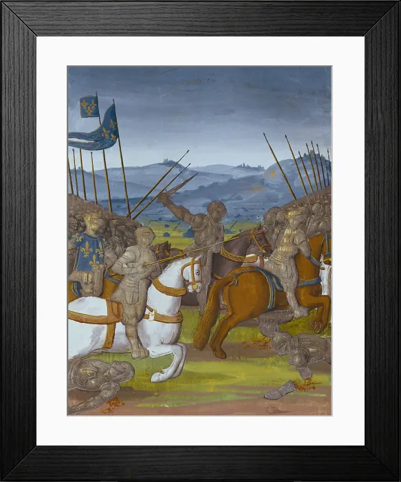 Framed Print : Fouquet, Jean (1420-1481). Grandes Chroniques de France (Great Chronicles of France). 1455-1460. Wars of Charlemagne. Edition of Antoine Verard, 1493. Gothic art