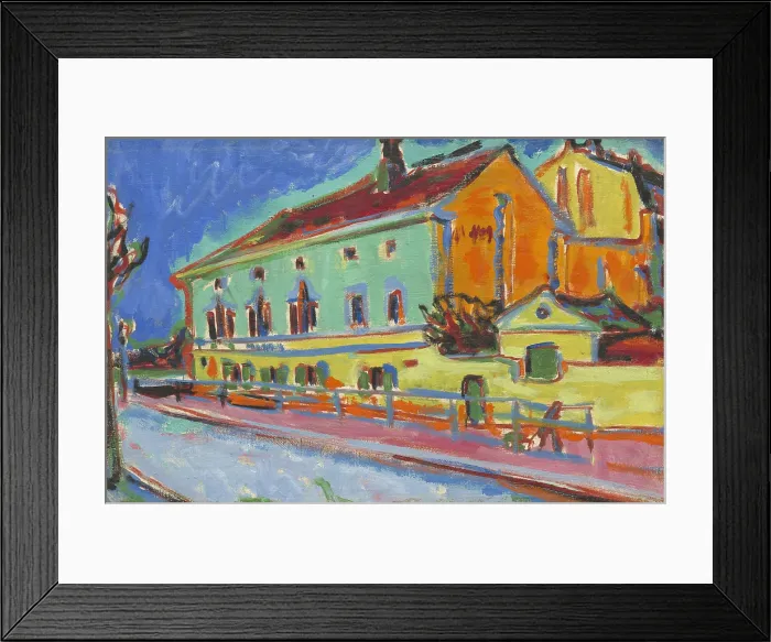 Framed Print : Ernst Ludwig Kirchner, by Houses in Dresden, 1909-10, German painting, oil on canvas