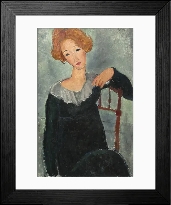 Framed Print : Woman with Red Hair, by Amedeo Modigliani, 1917, Italian painting, oil on canvas