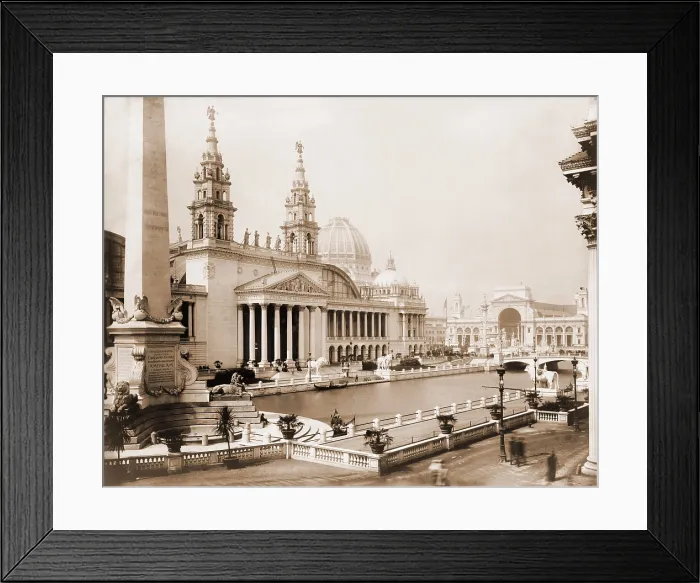 Framed Print : Palace of Mechanic Arts and lagoon at the 1893 World's Columbian Exposition, Chicago, Illinois. Photo by Frances Benjamin Johnston