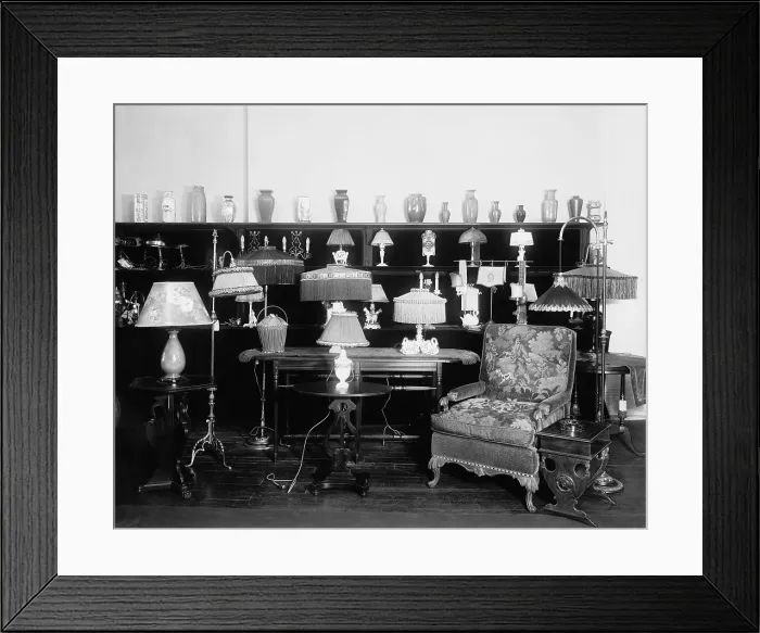 Framed Print : Electric lamps on display in a store in the Washington, D.C. area. Ca. 1920