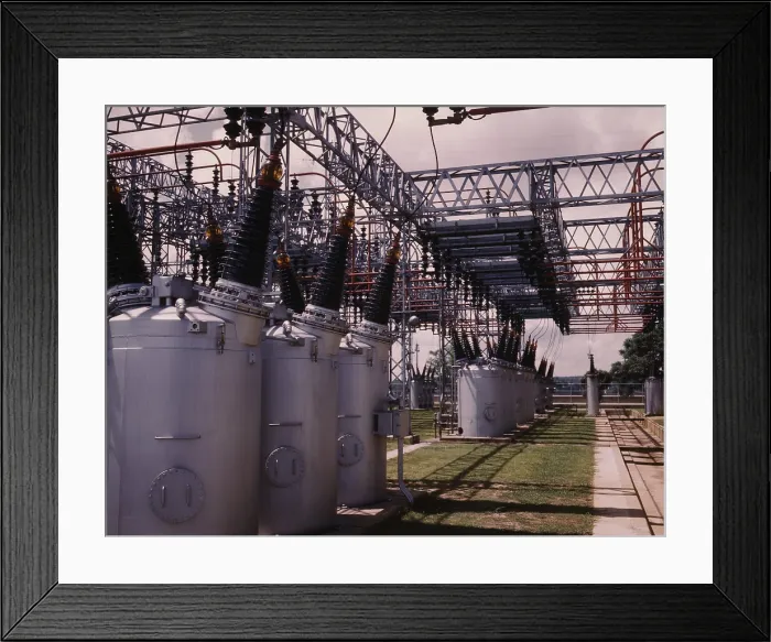 Framed Print : Switchyard at TVA's Wilson Dam hydroelectric plant, near Sheffield, Alabama