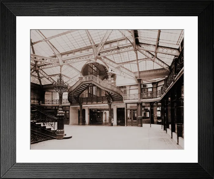 Framed Print : Rookery Building (1886), interior court provided shops and offices around a graceful square that exposed cast iron columns, wrought iron spandrel, and steel beams Framed Print : Rookery Building (1886), interior court provided shops and offices around a graceful square that exposed cast iron columns, wrought iron spandrel, and steel beams