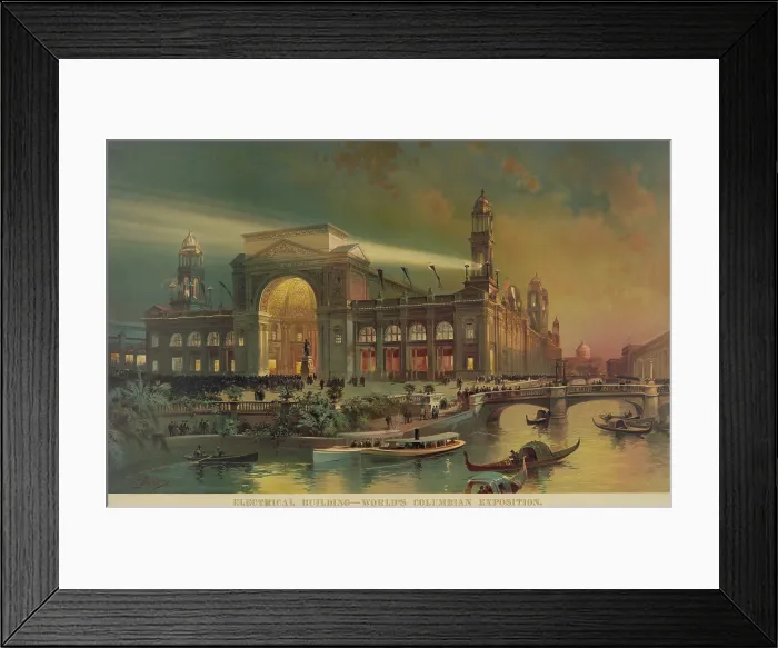 Framed Print : Electrical building at the 1893 World's Columbian Exposition, Chicago, where many Americans had their first sight of electric light Framed Print : Electrical building at the 1893 World's Columbian Exposition, Chicago, where many Americans had their first sight of electric light