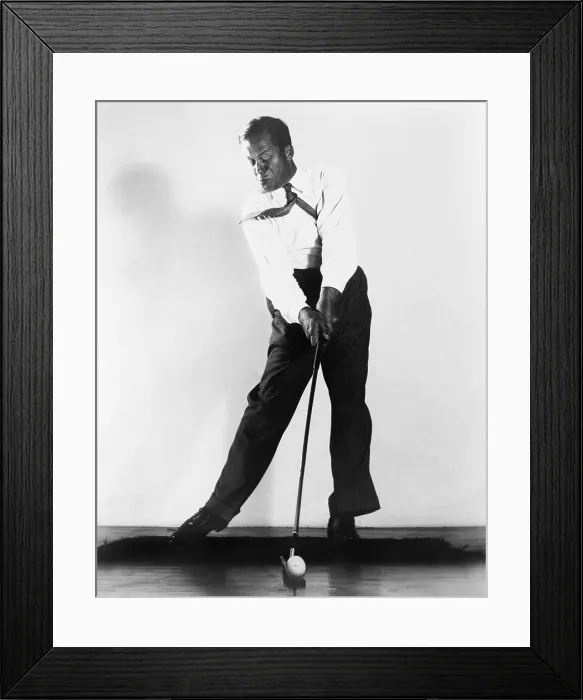 Framed Print : Bobby Jones, (1902-1971). A high-speed photograph of Bobby Jones making an iron shot by Harold Edgerton for A.G. Spalding & Brothers in 1938