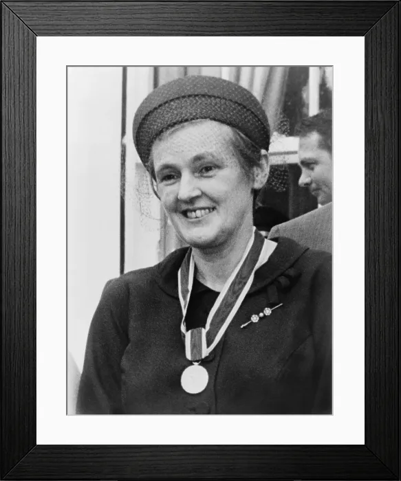 Framed Print : Dr. Frances O. Kelsey, wearing the Distinguished Federal Civilian Service medal awarded to her for preventing U.S
