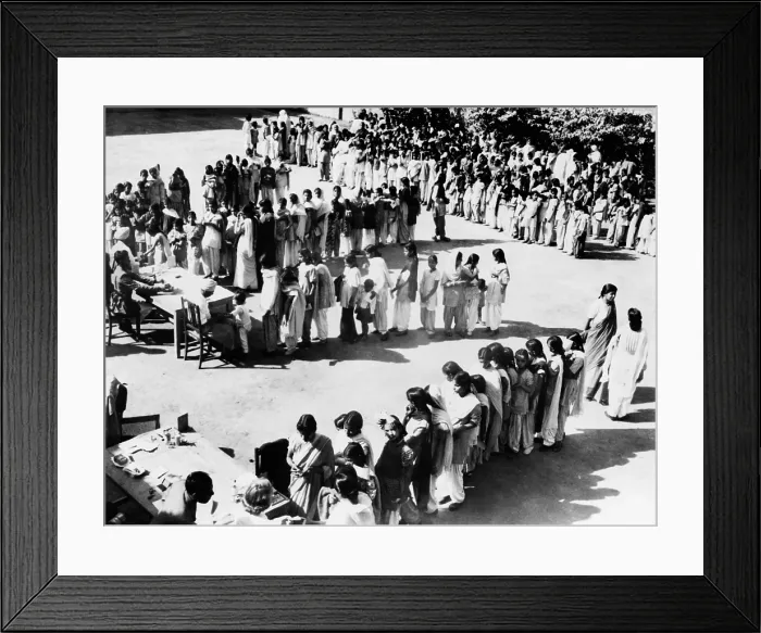 Framed Print : United Nations health programs provided screening tests for tuberculosis, at Victoria Girls College in Patiala, India. 1950