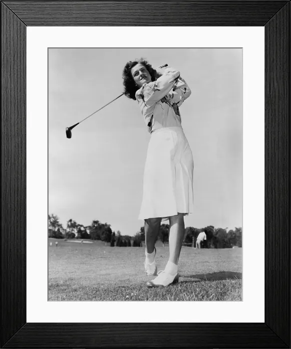 Framed Print : Mildred Babe Didrickson Zaharias swinging golf club in 1947 Framed Print : Mildred Babe Didrickson Zaharias swinging golf club in 1947