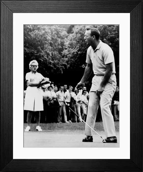 Framed Print : Arnold Palmer, reacting to a missed put at the 1964 Thunderbird Classic Golf tournament at the Westchester Country Club in Rye, N.Y