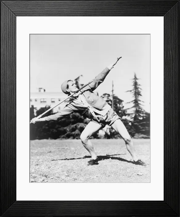 Framed Print : Mildred Babe Didrikson, (1911-1956), winding up for javelin toss at the 1932 Olympics at Los Angeles. She won the Gold Medal for the event Framed Print : Mildred Babe Didrikson, (1911-1956), winding up for javelin toss at the 1932 Olympics at Los Angeles. She won the Gold Medal for the event