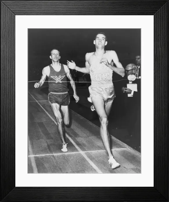 Framed Print : Jim Ryun (b. 1947), winning the 1966 Baxter Mile in the New York Athletic Club indoor games at Madison Square Garden Framed Print : Jim Ryun (b. 1947), winning the 1966 Baxter Mile in the New York Athletic Club indoor games at Madison Square Garden