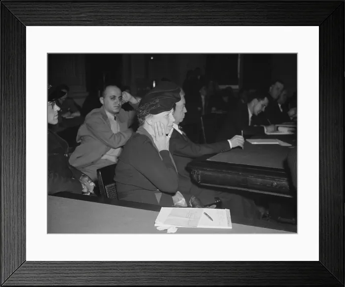 Framed Print : Eleanor Roosevelt listens to Joseph Lash's HUAC testimony Framed Print : Eleanor Roosevelt listens to Joseph Lash's HUAC testimony