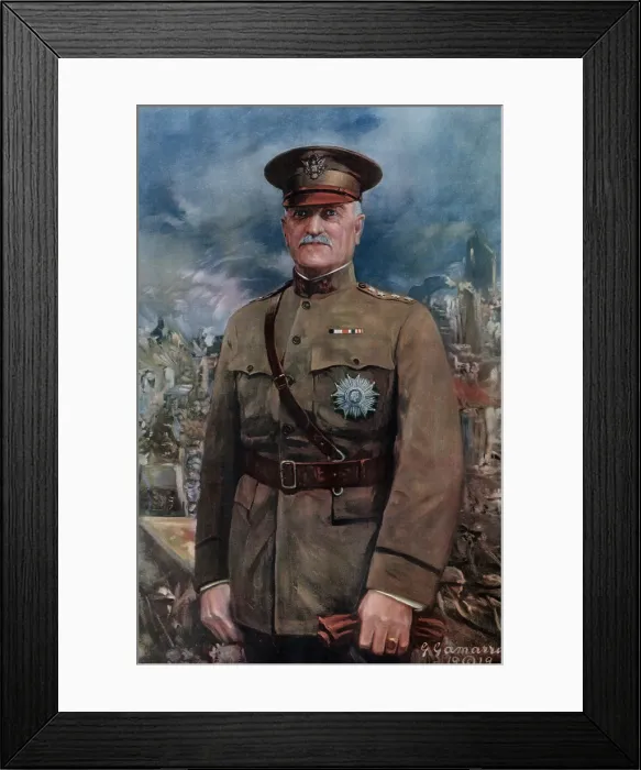 Framed Print : General John Pershing, commander of U.S. Expeditionary Forces in France during World War 1. 1919 Portrait by G. Gamarra Framed Print : General John Pershing, commander of U.S. Expeditionary Forces in France during World War 1. 1919 Portrait by G. Gamarra