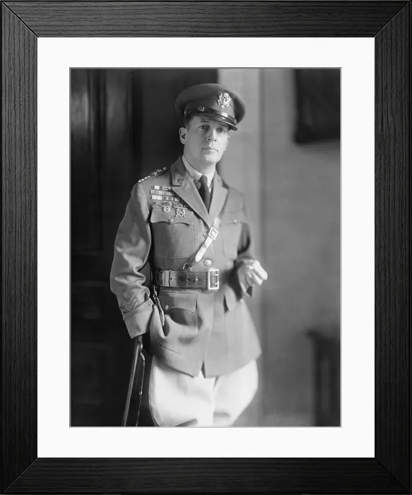 Framed Print : General Douglas MacArthur. During World War 1 he was promoted from major to colonel in 1917. In U.S. fighting on the Western Front he rose to the rank of brigadier general