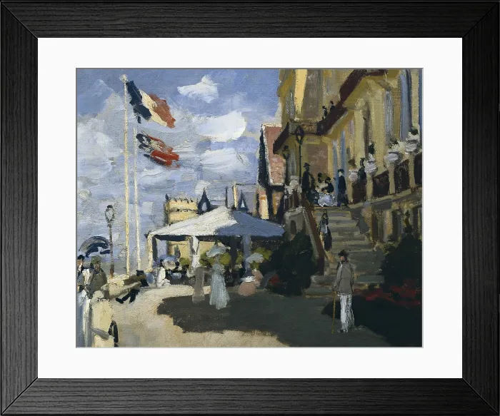 Framed Print : MONET, Claude (1840-1926). Hotel des Roches-Noires in Trouville. 1870. Central detail. Impressionism. Oil on canvas. FRANCE. Paris. Musee d'Orsay (Orsay Museum)