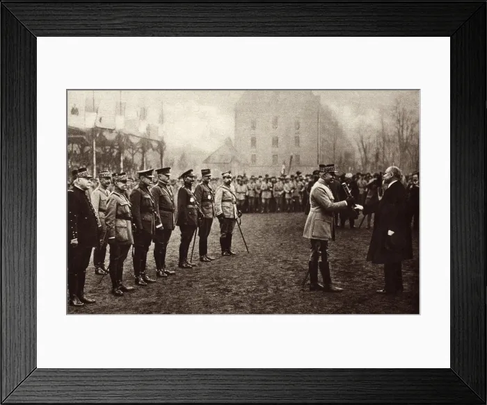 Framed Print : General Henri Petain being presented with the Marshall's Baton on Nov