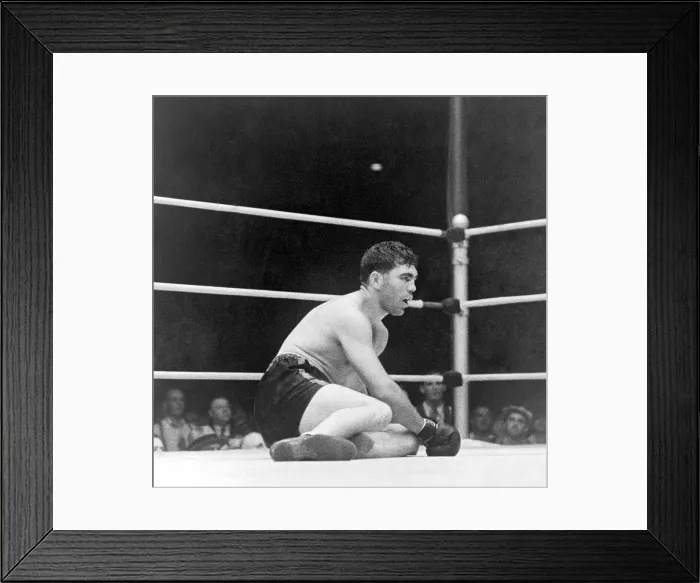 Framed Print : Max Schmeling (1905-2005), German heavyweight, knocked down during his fight with Max Baer on June 8, 1933