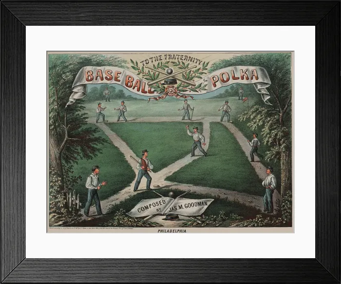Framed Print : 19th century song writers experimented with many themes, here combining polka rhythms with a baseball lyric. 1867