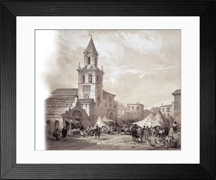 Framed Print : PEREZ VILLAAMIL, Jenaro (1807-1854). Espana artistica y monumental. 1842 - 1850. 'Iglesia de la Feria en Sevilla'. Church of the Omnium Sanctorum at Feria street