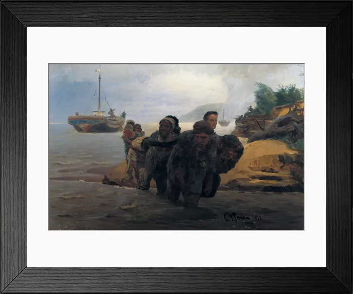 Framed Print : Repin, Ilya Yefimovich (1844-1930). Barge Haulers wading. 1872. Realism. Oil on canvas. RUSSIA. Moscow. Tretyakov Gallery. - Iberfoto / Everett Collection (154996)**US SALES ONLY**