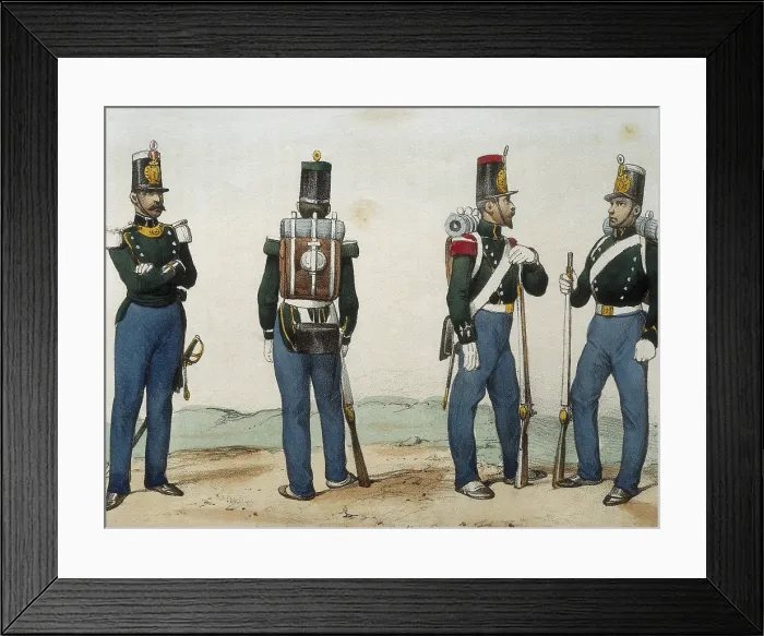Framed Print : DE SOTTO, Serafin Maria, Earl of Clonard (1793 - 1862). Historia orgAnica de las armas de Infanteria y Caballeria espanolas. 1851 - 1859. Captain and other army members (1841)