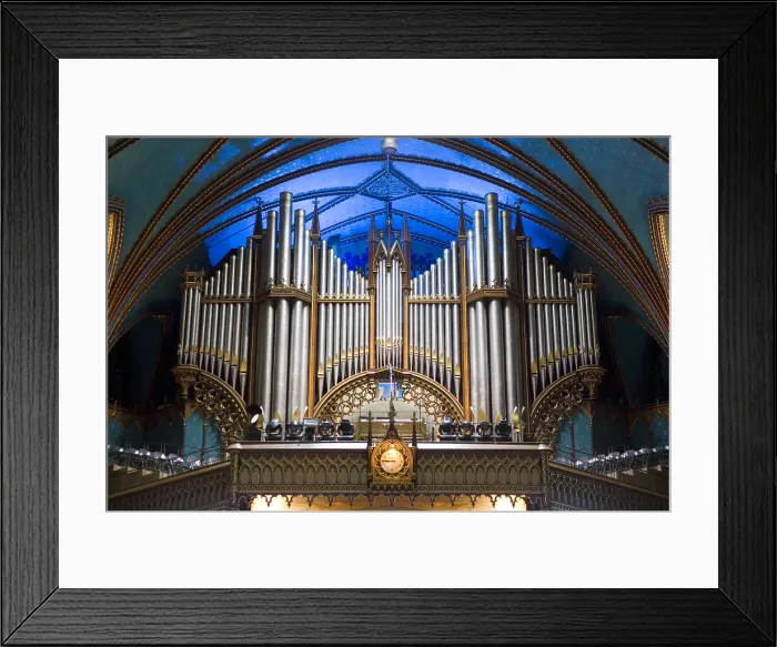 Framed Print : CANADA. Montreal. Inside of Notre-Dame Basilica (Basilique Notre-Dame de Montreal), built between 1824 and 1829. View of the organ, built in 1891. Neo-Gothic. Architecture