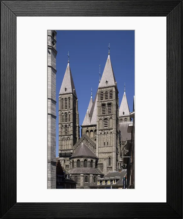 Framed Print : BELGIUM. Tournai. Cathedral of Notre-Dame. View of the apse and the south transept's towers (12th c.), a combination of Romanesque and Gothic styles. Architecture Framed Print : BELGIUM. Tournai. Cathedral of Notre-Dame. View of the apse and the south transept's towers (12th c.), a combination of Romanesque and Gothic styles. Architecture