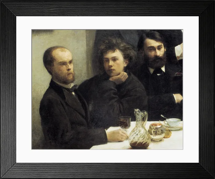 Framed Print : FANTIN-LATOUR, Henri-Theodore (1836-1904). A Corner of the Table. 1872. Detail: Paul Verlaine, Arthur Rimbaud and Elzear Bonnier
