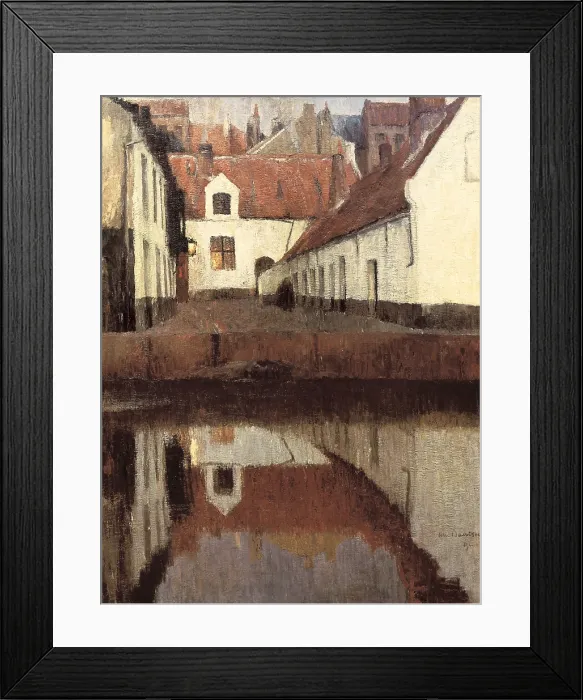Framed Print : BAERTSOEN, Albert (1866-1922). Little Town on the Edge of Water (Flanders). 1899. Oil on canvas. FRANCE. Paris. Musee d'Orsay (Orsay Museum)