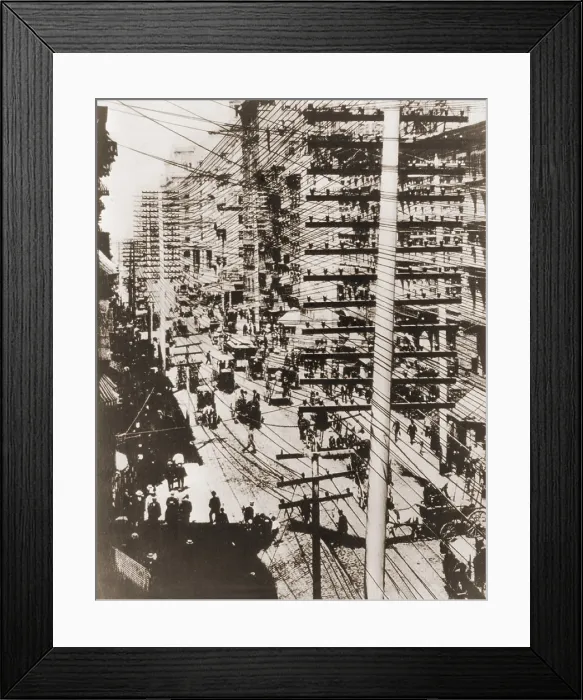 Framed Print : Telephone wires over New York, 1887 Framed Print : Telephone wires over New York, 1887