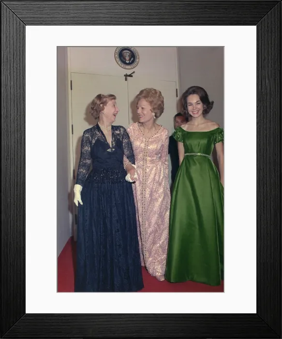 Framed Print : Julie Nixon Eisenhower with her Grandmother-in-law former First Lady Mamie Eisenhower and her mother First Lady Pat Nixon. Ca. 1970
