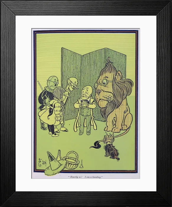 Framed Print : Wonderful Wizard of Oz characters, created by Frank Lyman Baum in 1900. Dorothy discovers the Wizard is a fraud