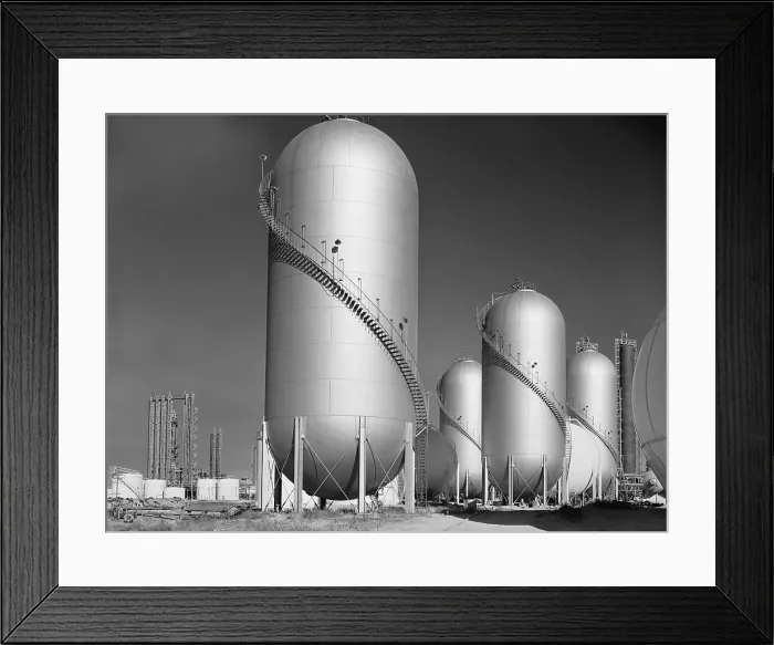 Framed Print : Phillips Petroleum Company gasoline storage tanks in Borger, Texas. 1942