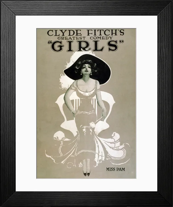 Framed Print : Poster for Clyde Fitch's (1865-1909) greatest comedy, 'Girls.' 1910