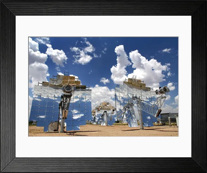 Framed Print : Experimental solar energy system in 2008, is part of a U.S. government technology research at Sandia National Laboratory