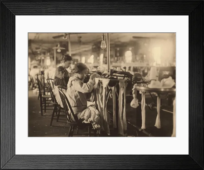 Framed Print : 11 year old Nannie Coleson made 3 dollars a week as a looper in the Crescent Hosiery Mill. She had only finished the fifth grade before she started working in the mill