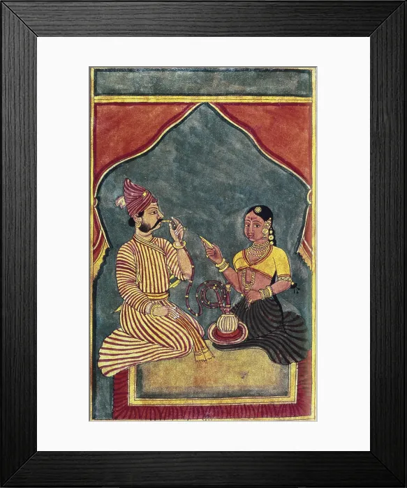 Framed Print : Opium smokers. Indian Art. 18th century. Miniature. Hindu art. Miniature Painting. FRANCE. Paris. National Library. - Iberfoto / Everett Collection (299196)**US SALES ONLY**