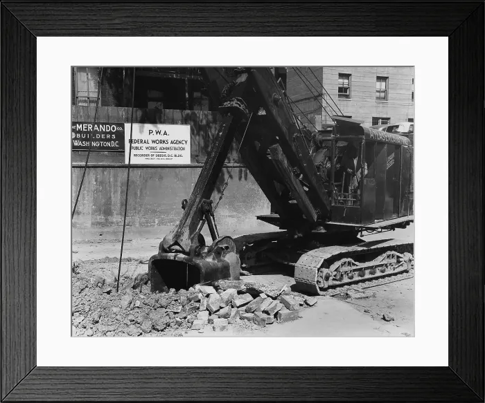 Framed Print : Public Works Administration site in Washington, D.C. 1930s. The steam shovel is operated by an African American. (BSLOC_2013_7_87) Framed Print : Public Works Administration site in Washington, D.C. 1930s. The steam shovel is operated by an African American. (BSLOC_2013_7_87)