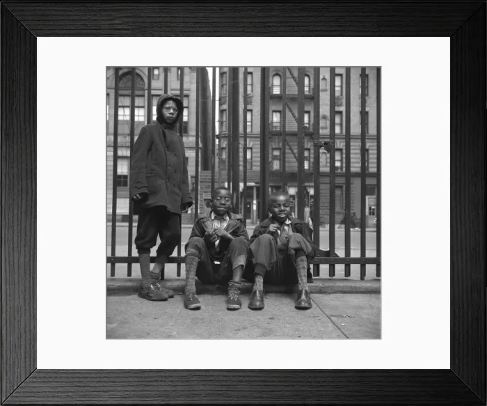 Framed Print : Three African American boys in Harlem. May 1943 photo by Gordon Parks