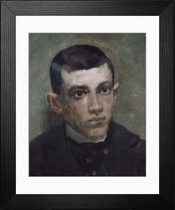 Framed Print : RIU I DORIA, Ramon (1874-1907). Portrait of Pablo Ruiz Picasso. 1890s. Detail. No signed or dated work. Post-Impressionism. Oil on canvas. SPAIN. Barcelona. Picasso Museum. - J