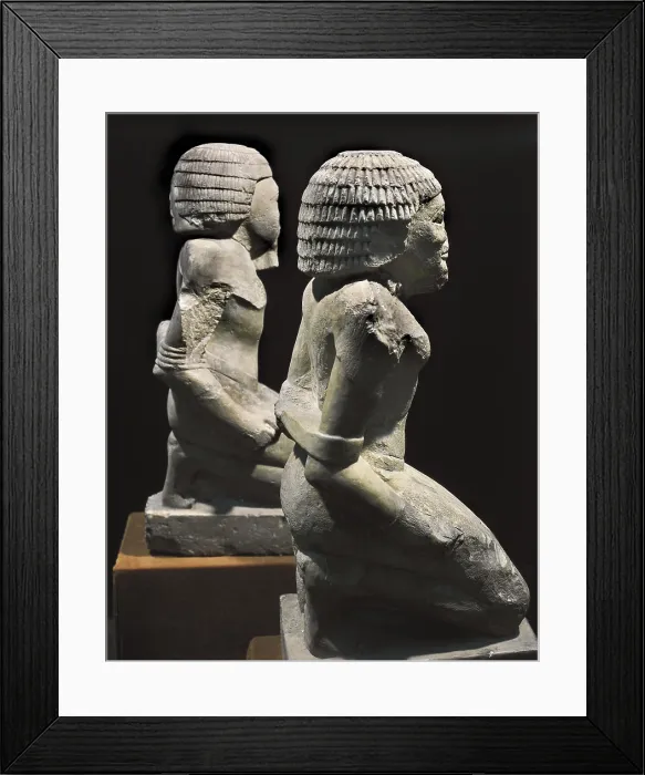 Framed Print : Two prisoners of war. 2323 - 2150 BC. Profile image. Egyptian art. Old Kingdom. Sculpture on rock. EGYPT. Cairo. Egyptian Museum. Proc: EGYPT. Saqqara